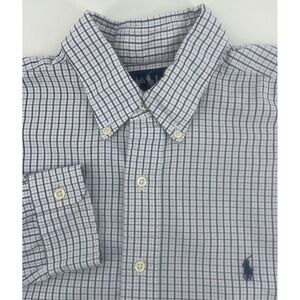 Polo Ralph Lauren Button Down Men Lg Blue White Blake Check Shirt Preppy Office
